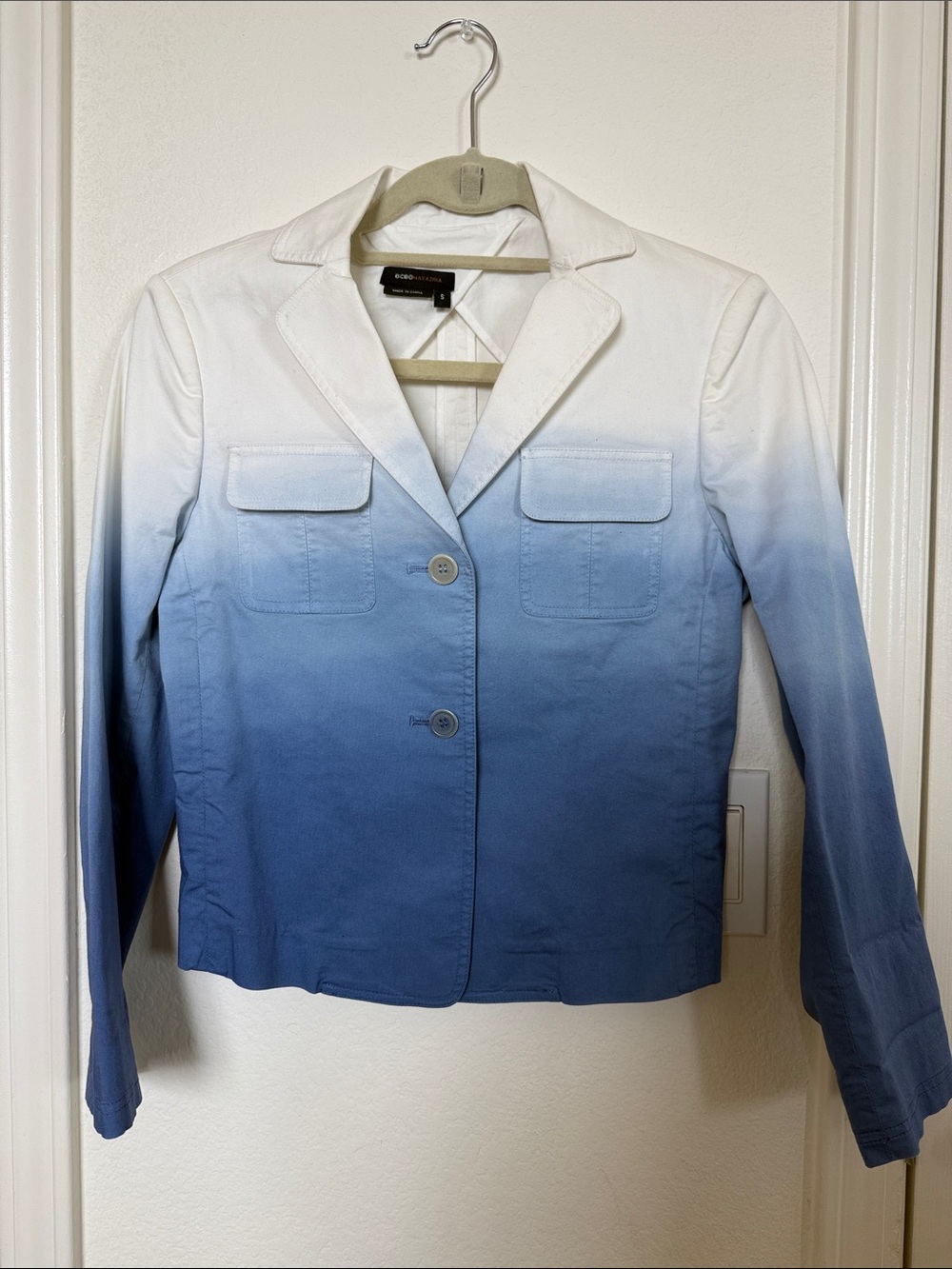 BCBGMaxAzria Blue-to-White Ombre Blazer